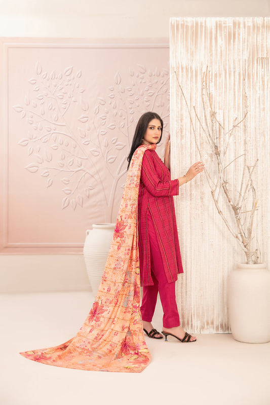 Tawakkal Fabrics D-5011 Nazaaha digital printed shawl dupatta leather peach