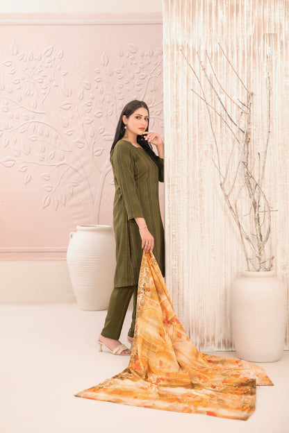 Tawakkal Fabrics D-5011 Nazaaha digital printed shawl dupatta leather peach