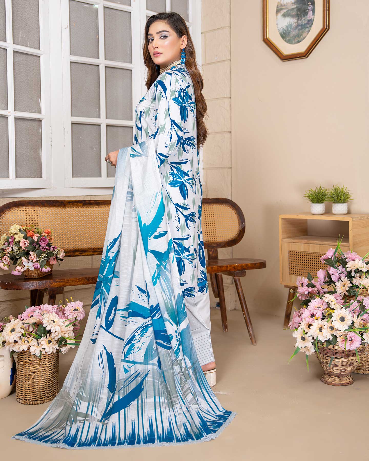 Fancy diamond slub printed dupatta of Grace Hazel Winter Vol 02