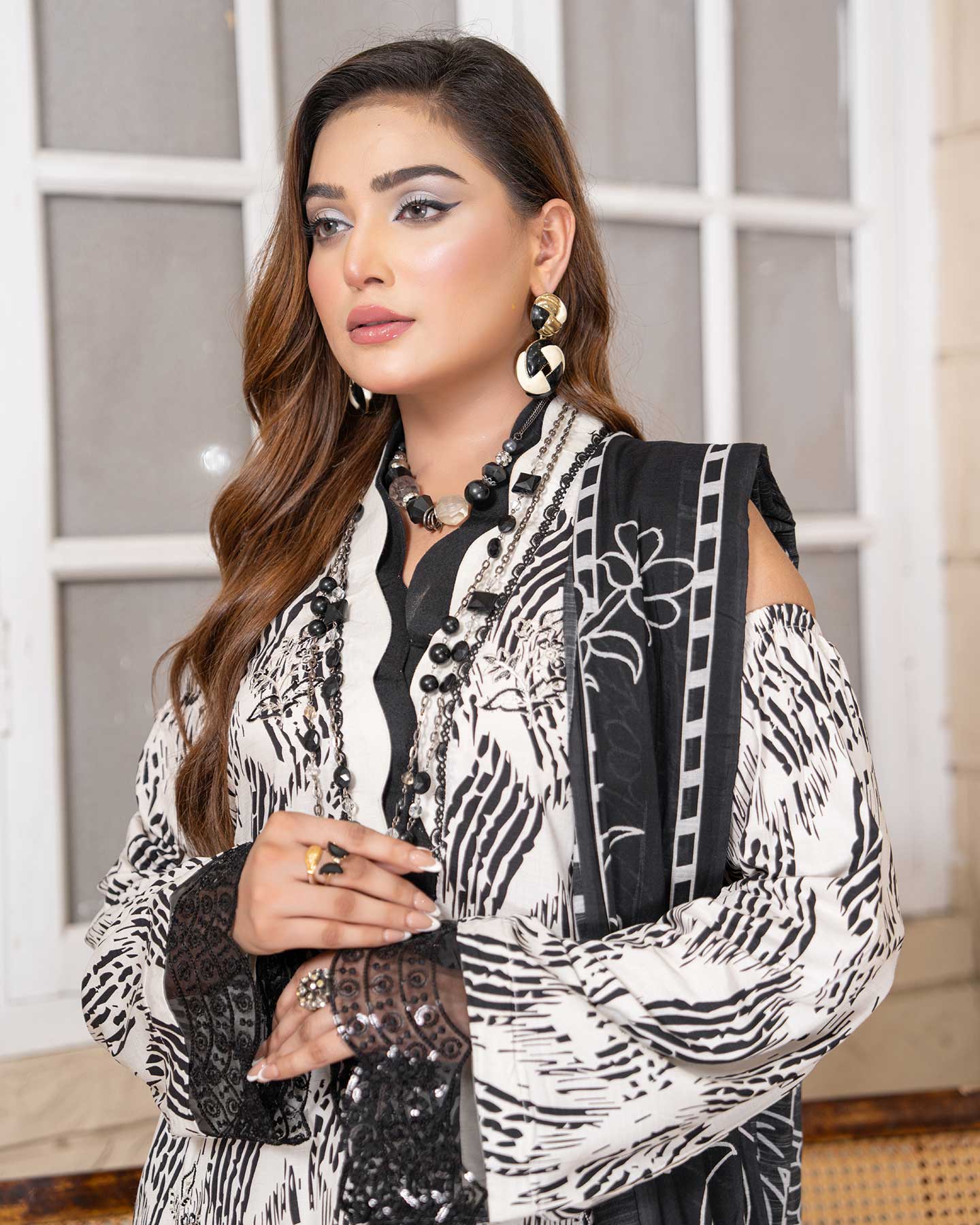 Close-up of embroidered appliquŽ work on shirt of Grace Hazel Aalaya