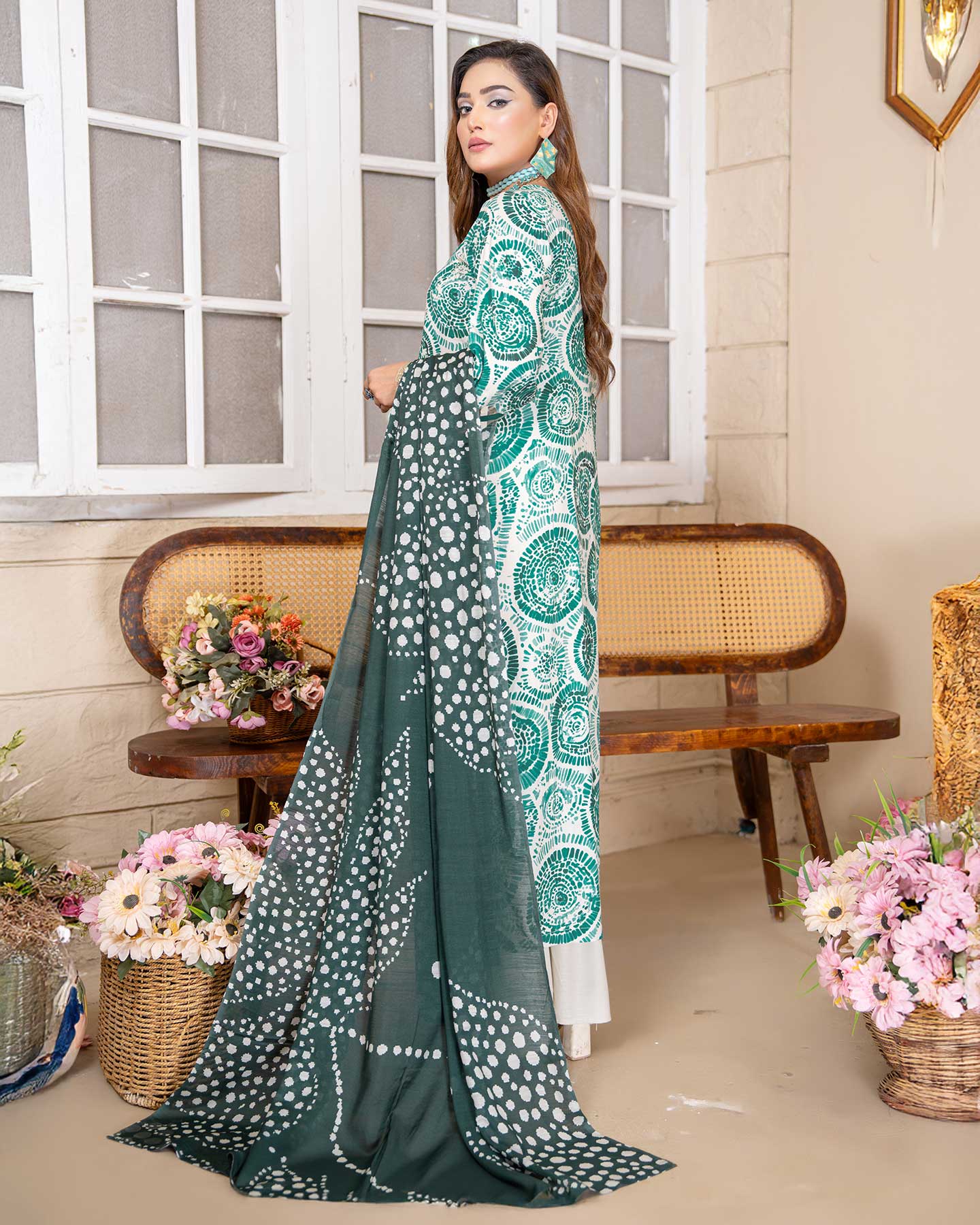 Fancy diamond slub printed dupatta of Grace Hazel Winter Vol 02