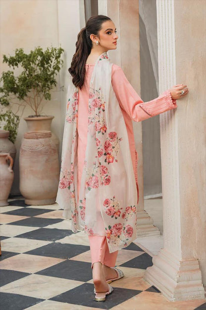 Elegant Light Pink Dhanak Embroidered 3-Piece Unstitched Women's Suit Fabric