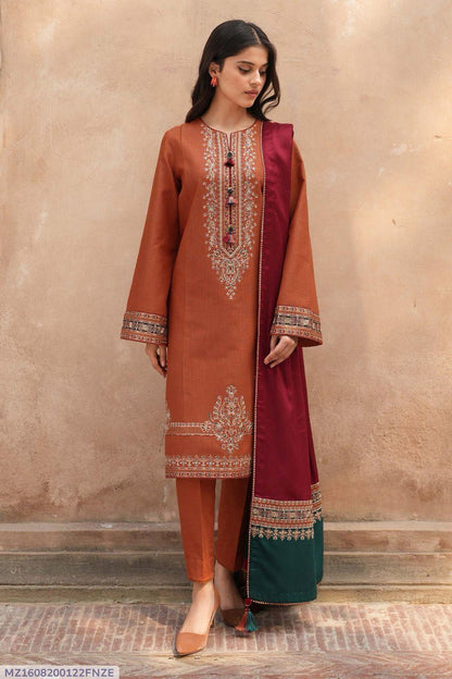 3 Pcs Women's Unstitched Embroidered Suit