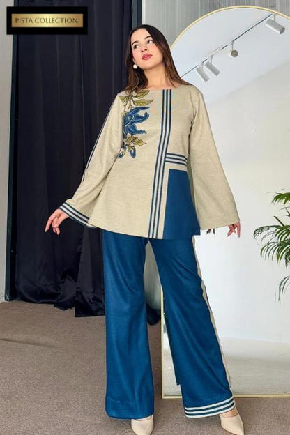 2 Pcs Women's Stitched Swiss Lawn Printed Shirt And Trouser