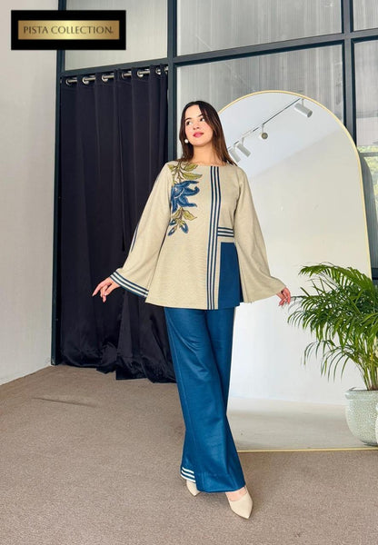 2 Pcs Women's Stitched Swiss Lawn Printed Shirt And Trouser