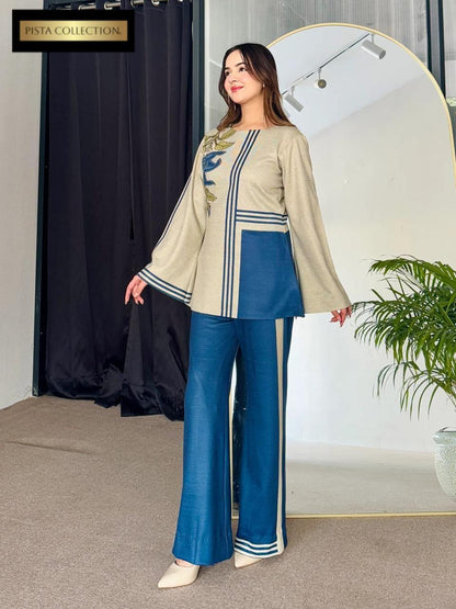 2 Pcs Women's Stitched Swiss Lawn Printed Shirt And Trouser