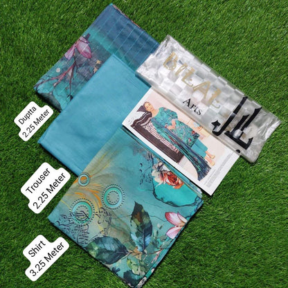 3 Pcs Women's Unstitched Digital Print Suit