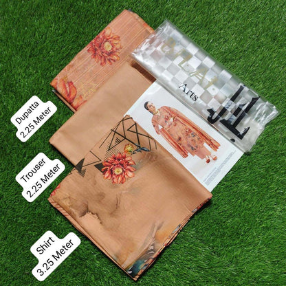 3 Pcs Women's Unstitched Digital Print Suit