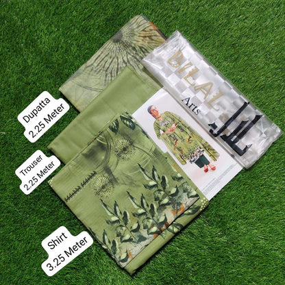 3 Pcs Women's Unstitched Digital Print Suit