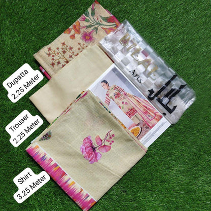 3 Pcs Women's Unstitched Digital Print Suit