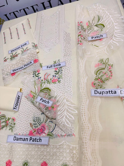 3 Pcs Women's Unstitched Embroidered Suit