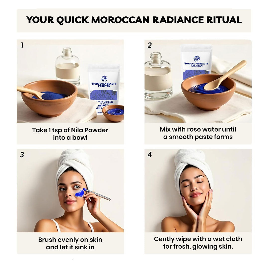 Moroccan Blue Nila Powder – 100% Organic Skin Whitening Powder (Buy One Get One Free)