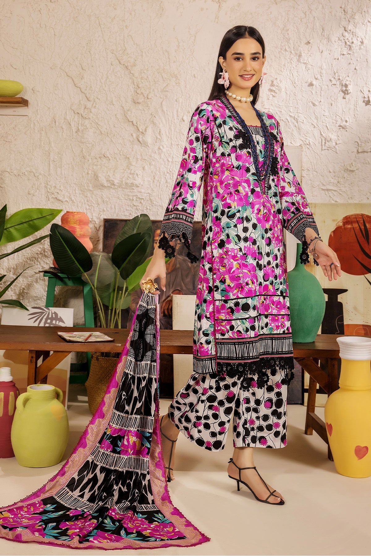 Safwa Limra 3 Piece Printed Premium Viscose Unstitched Sui