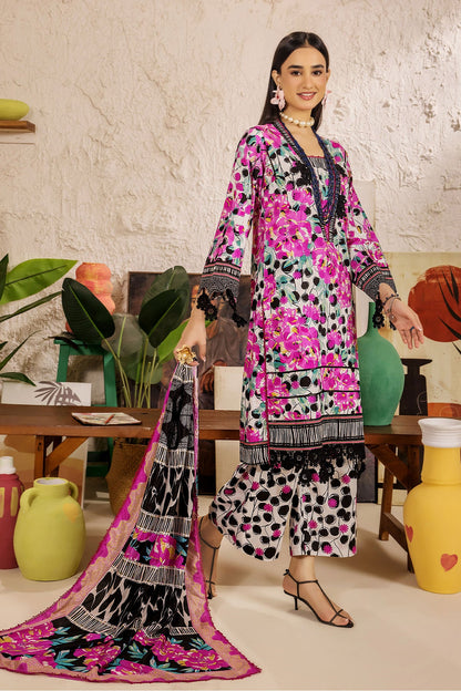 Safwa Limra 3 Piece Printed Premium Viscose Unstitched Sui