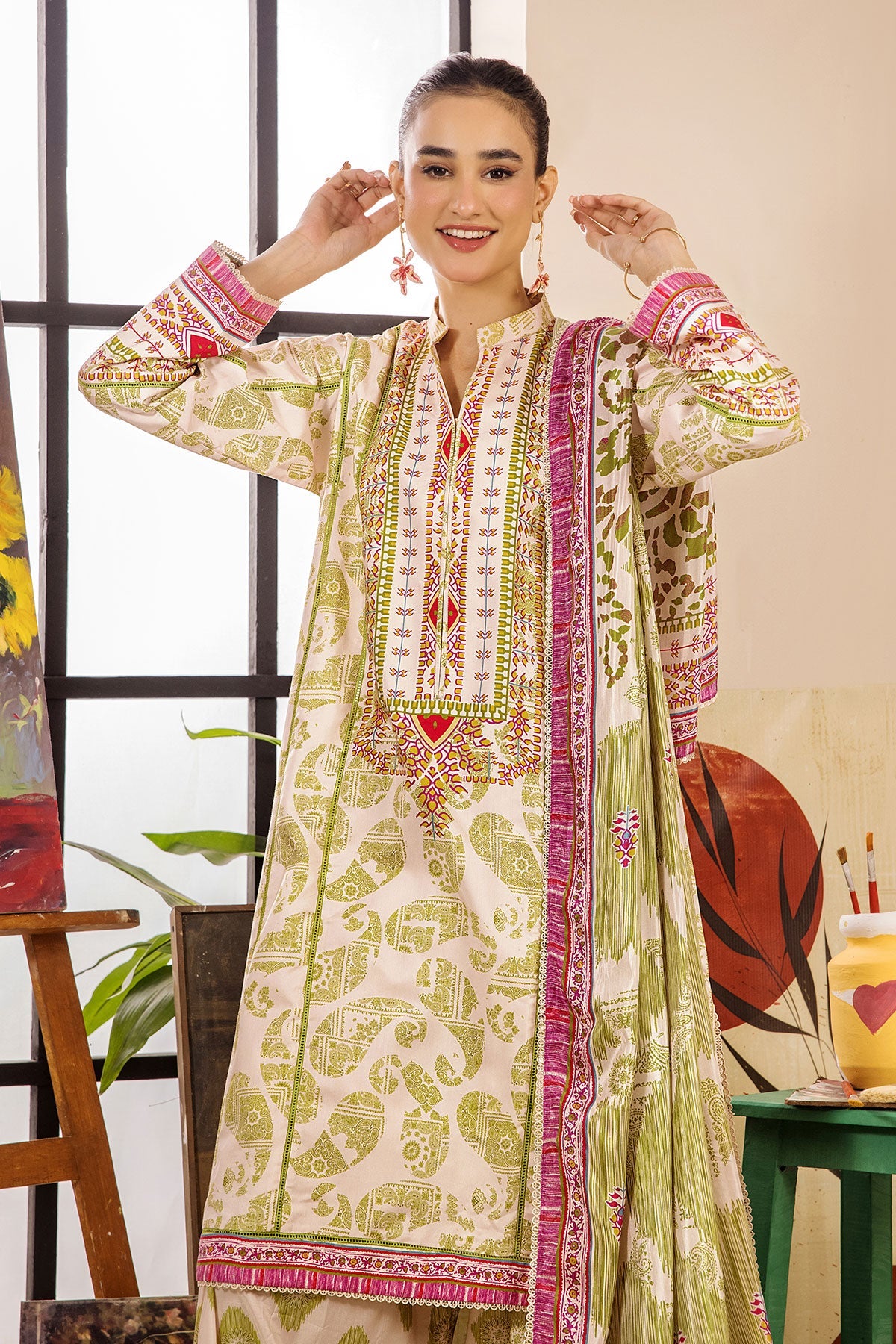 Safwa Limra 3 Piece Printed Premium Viscose Unstitched Sui