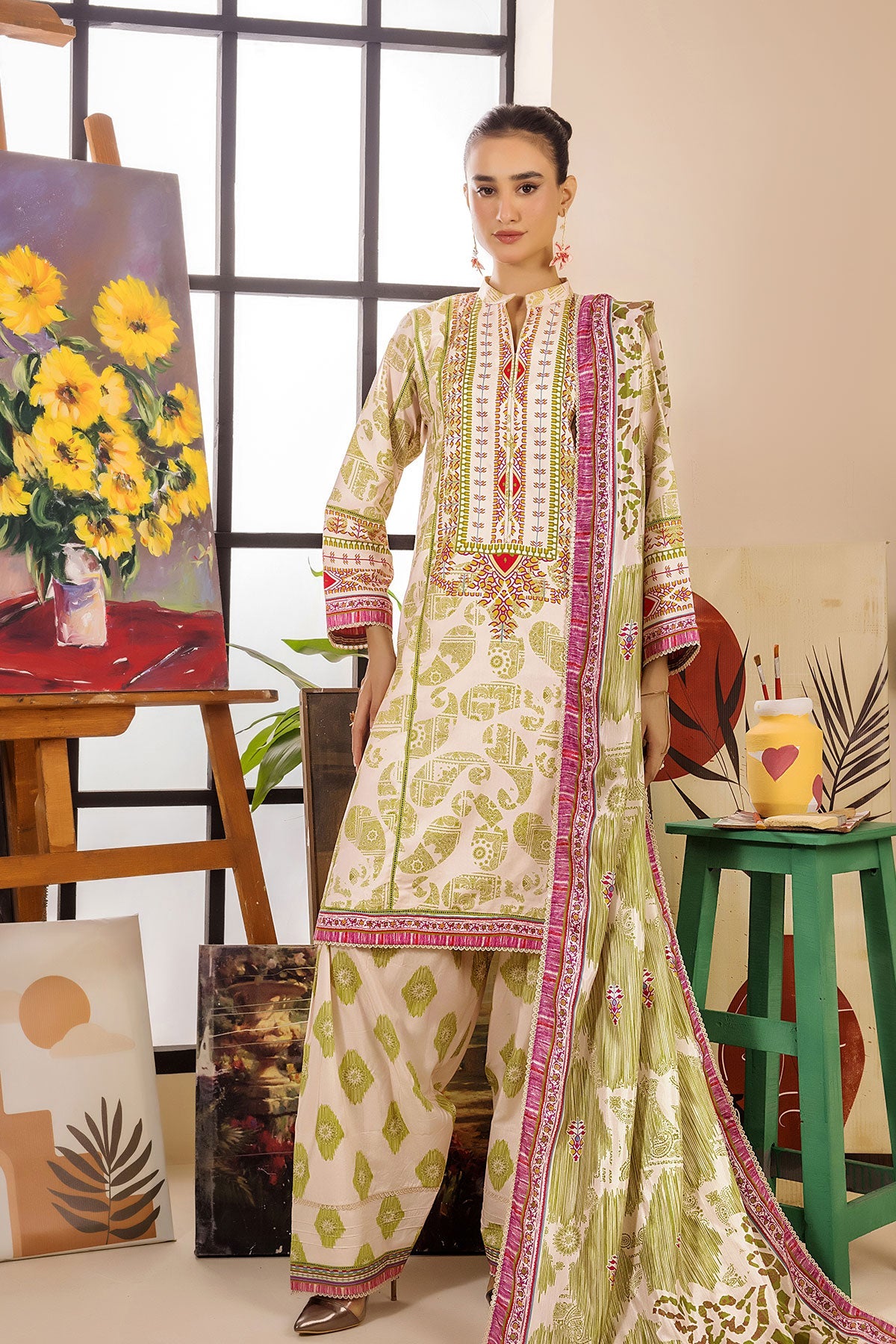 Safwa Limra 3 Piece Printed Premium Viscose Unstitched Sui