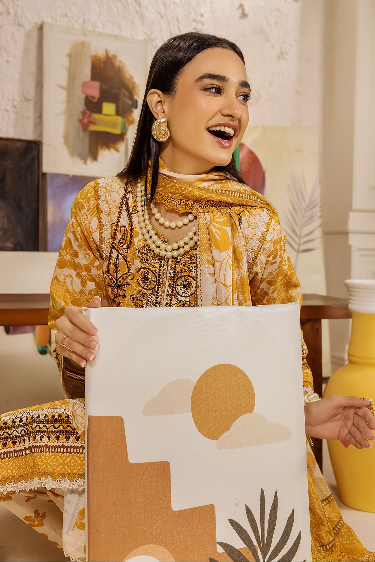 Safwa Limra 3 Piece Printed Premium Viscose Unstitched Sui