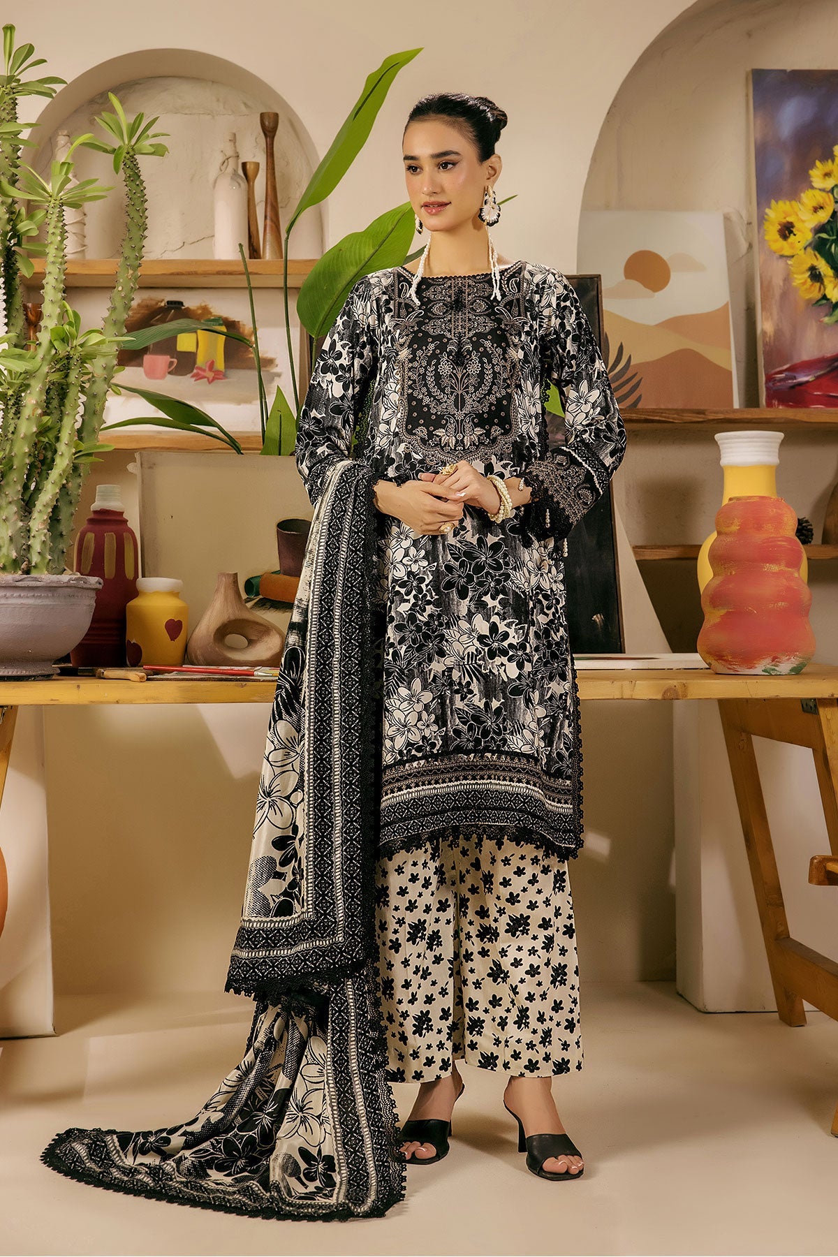 Safwa Limra 3 Piece Printed Premium Viscose Unstitched Sui