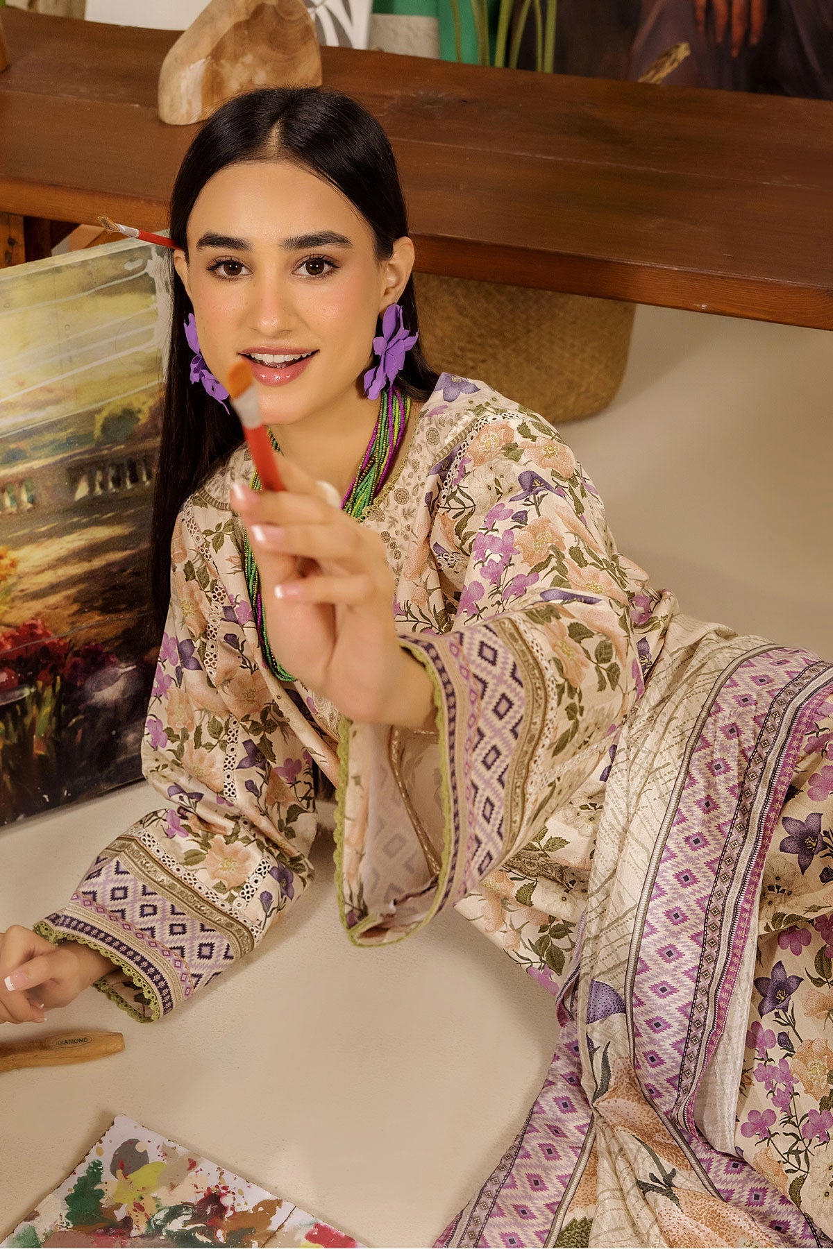 Safwa Limra 3 Piece Printed Premium Viscose Unstitched Sui