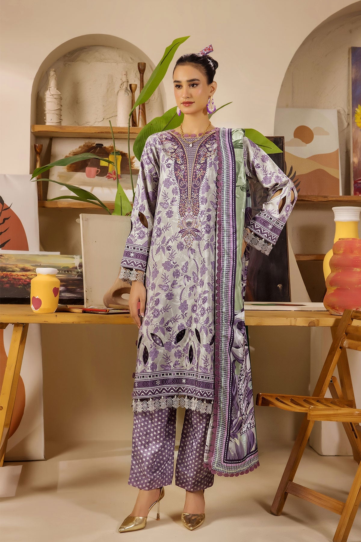 Safwa Limra 3 Piece Printed Premium Viscose Unstitched Sui