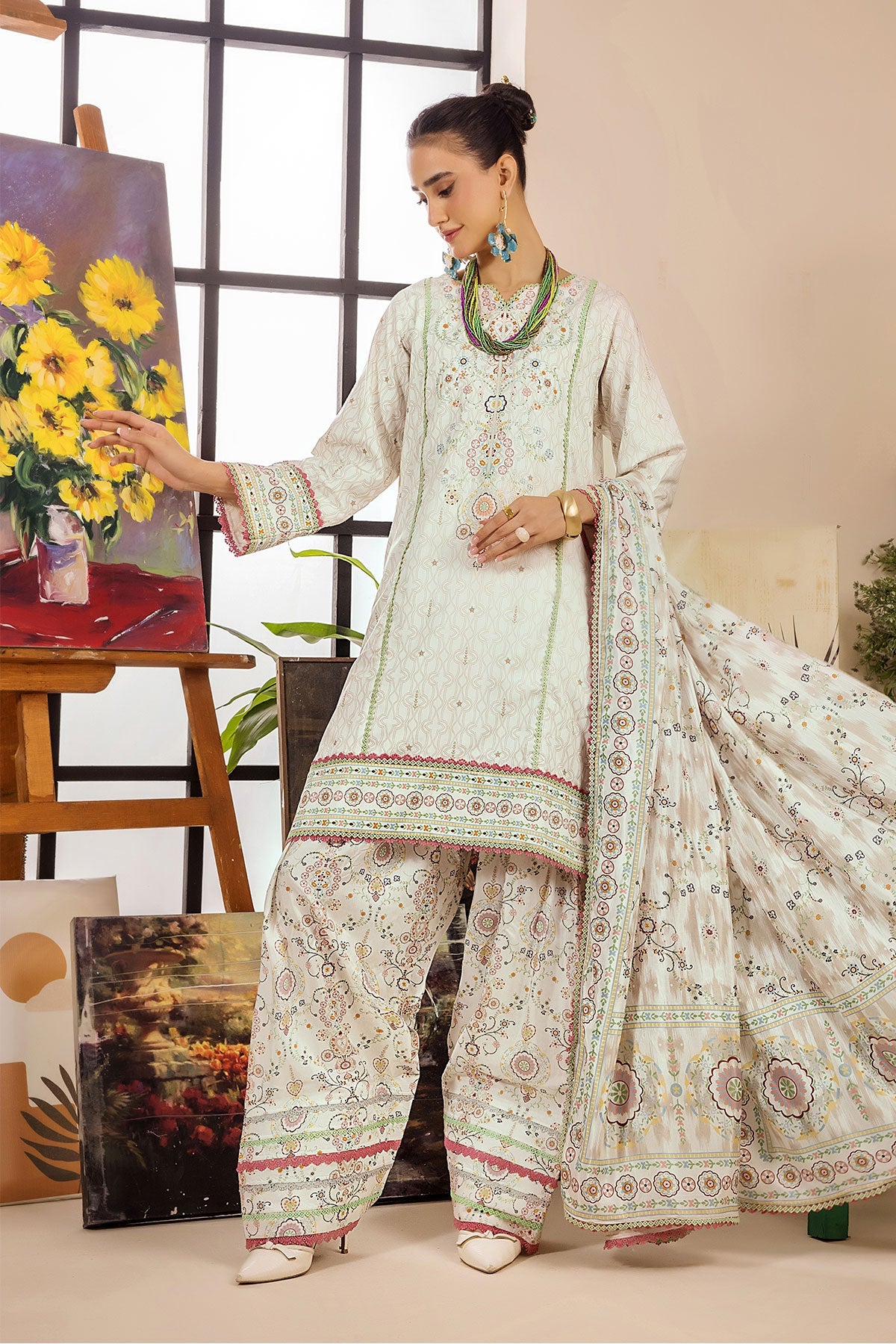 Safwa Limra 3 Piece Printed Premium Viscose Unstitched Sui