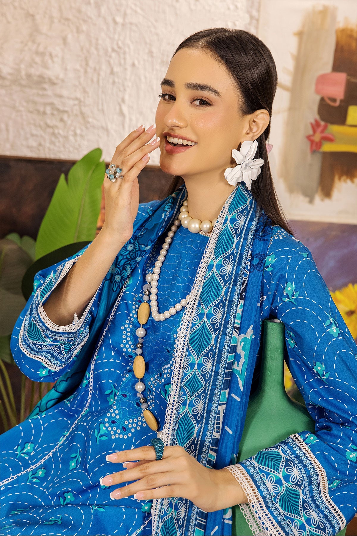 Safwa Limra 3 Piece Printed Premium Viscose Unstitched Sui