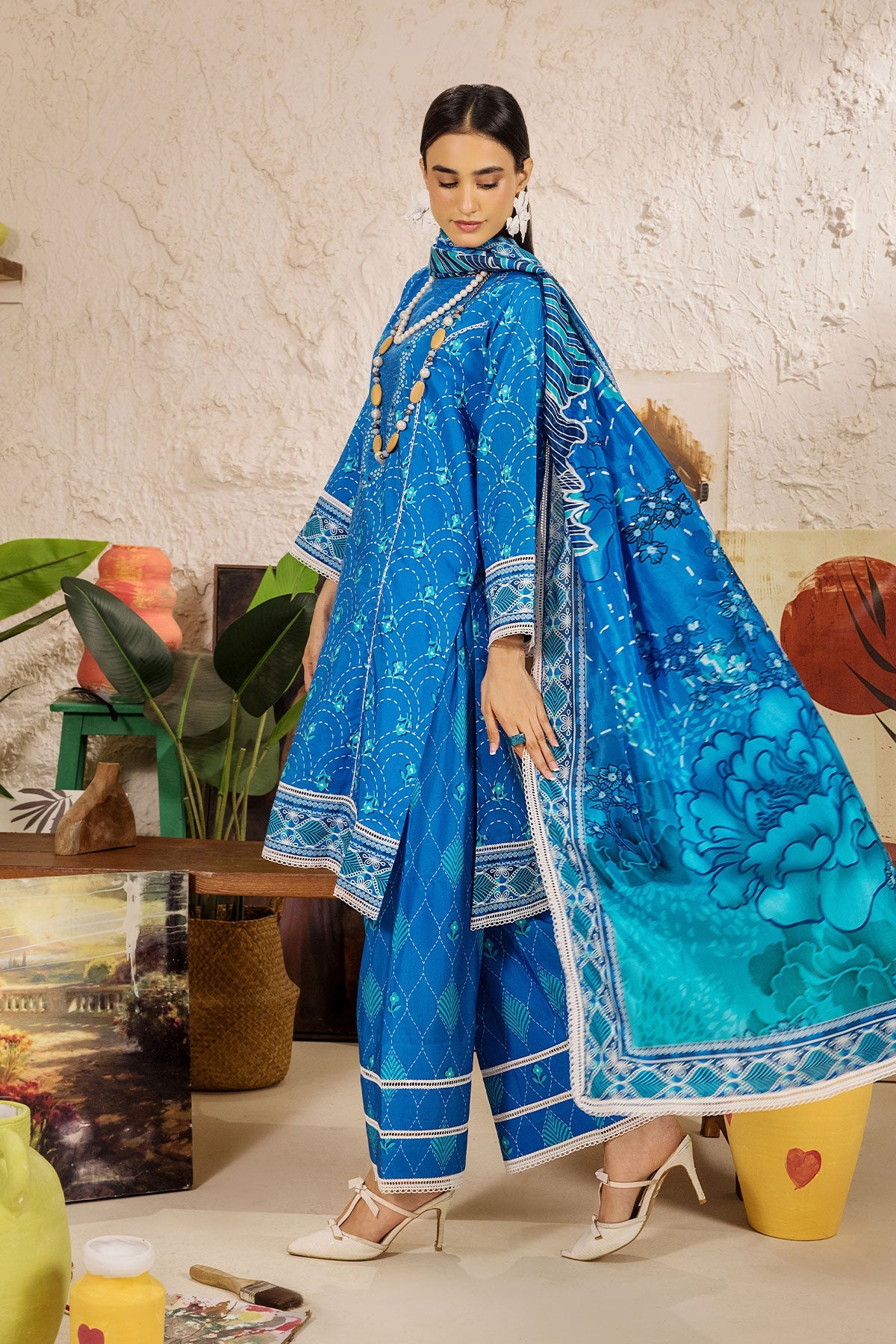 Safwa Limra 3 Piece Printed Premium Viscose Unstitched Sui