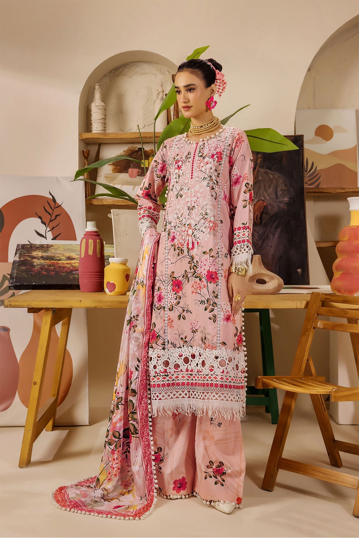 Safwa Limra 3 Piece Printed Premium Viscose Unstitched Sui